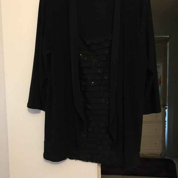 American City Wear 3X black jacket tunic with sparkly mock tank attached. - Picture 6 of 16